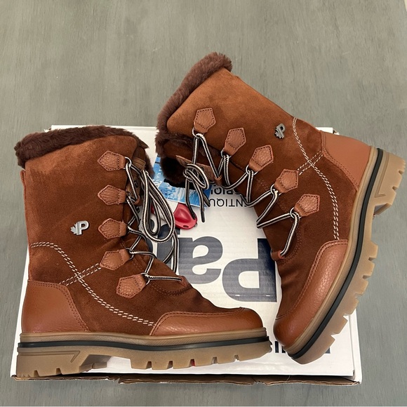 Pajar Valerie S Brown Leather Shearling Ice Gripper Waterproof Mid-Calf Boot 5.5 - Picture 8 of 15